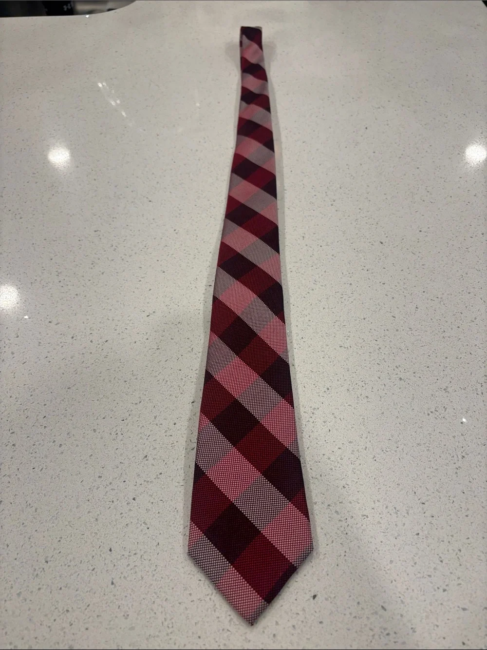 Banana Republic Red Check Plaid Tie, 100% Silk